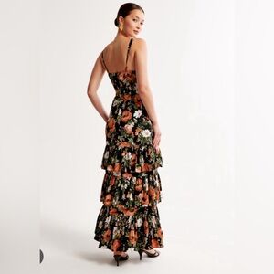 WORN ONCE!! Abercrombie Ruffle Tier Maxi Dress (Black Floral!)